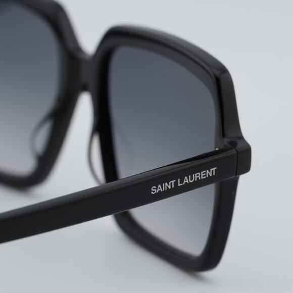 Saint Laurent SL174 001 Sunglasses Black Square Frame, Grey Lenses
